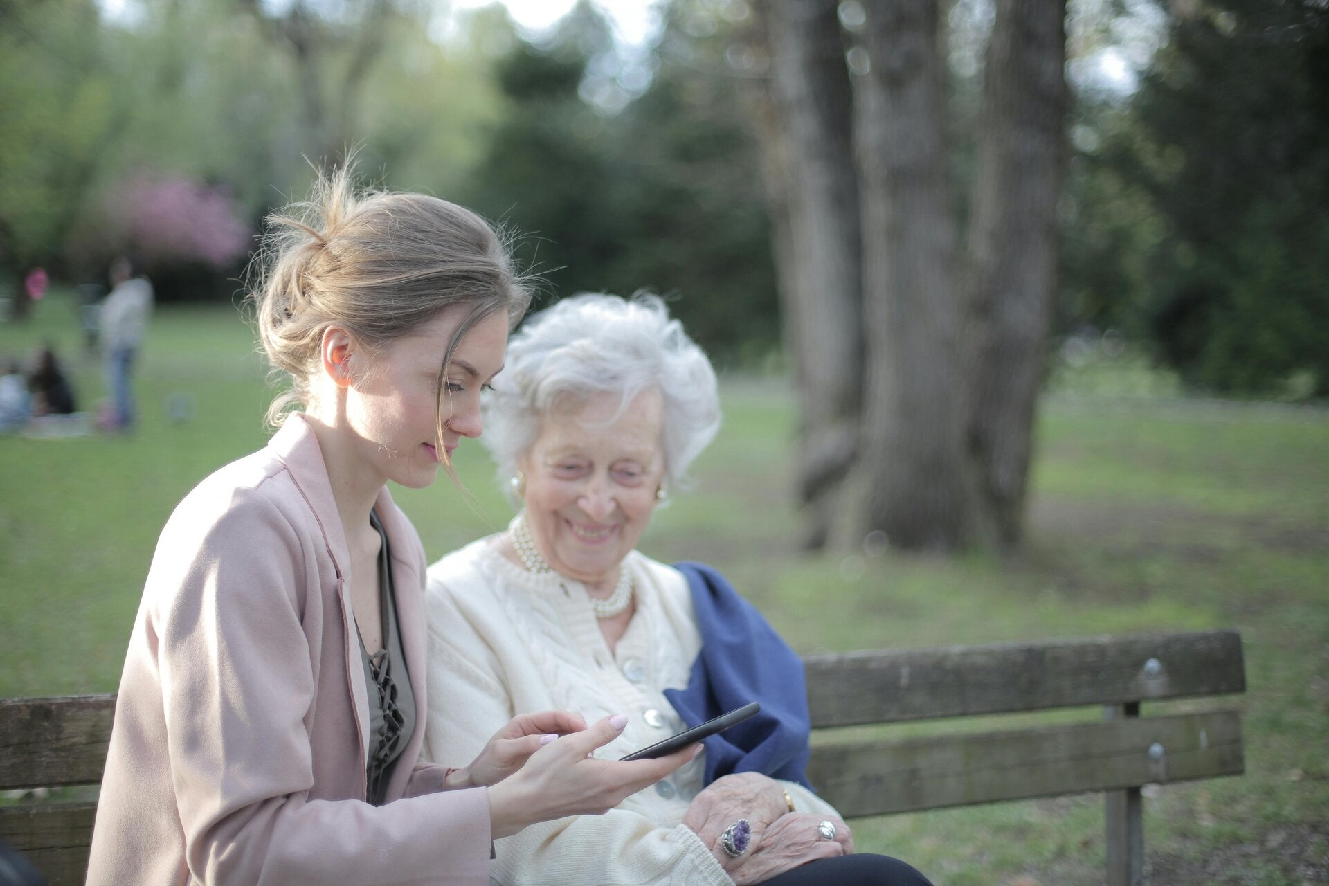 Senior sharing a smile with a caregiver